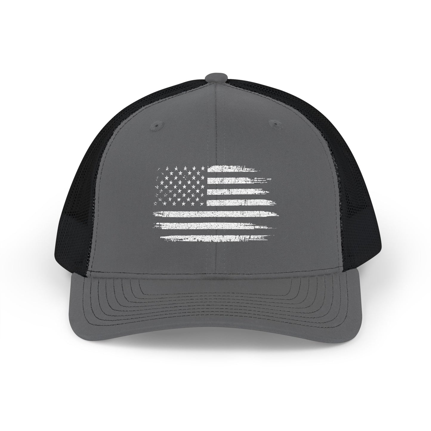 Distressed American Flag Embroidered Trucker Hat | Richardson 112